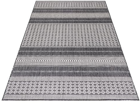 Stilvoll Günstig by ELMM Teppich Outdoor Balkon Garten Außenbereich Beige 80 x 250 Vintage Design Kurzflor