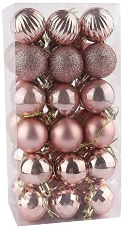 36 Stück bruchsichere Weihnachtskugeln Weihnachtsschmuck bruchsichere Hängekugeln Christbaumschmuck für Partys Roségold