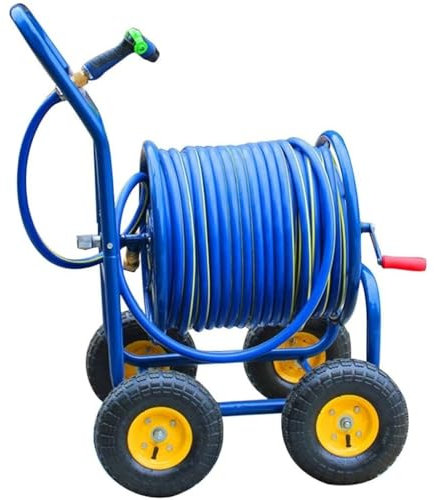 LULUMAIC Schlauchtrommelwagen Robuster Gartenwagen aus Eisen, tragbarer Schlauchwagen mit Rollen, Wasserschlauchwagen für den Außenbereich, Lagerregal für Haushaltswasserleitungen, bietet Platz für