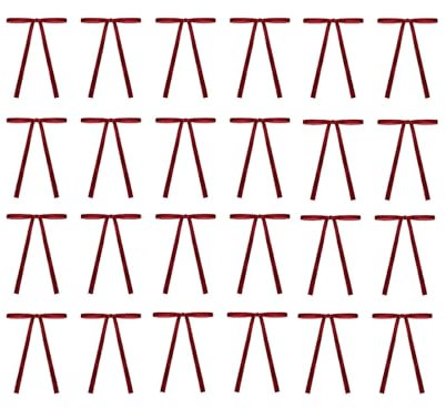 24 Samt Weihnachtsschleifen Weihnachtsbaum Samt Ornamente Weihnachtsbaum Basteln Schleife Samt Bänder (Rot)