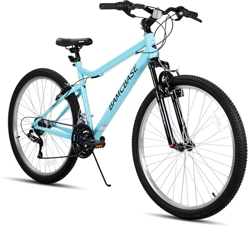 HILAND 26 Inch Womens and Mens Mountain Bike, 18 Speed Steel Frame Adult Bicycle, MTB Bikes with Suspension Fork, V Brake, Mountain Bicycle for Woman Man, Green