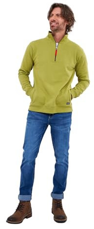 Joe Browns Men's Fashion Aztec Trim 1/4 Zip Funnel Neck Sweatshirt, Regular Fit, Green, L
