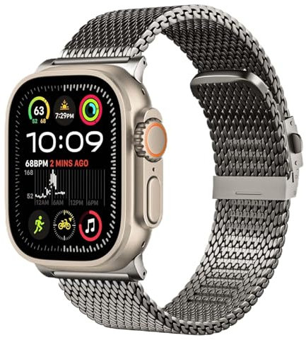 KOQQQ Milanese Armband (2024) Kompatibel mit Apple Watch Armband 49mm 46mm 45mm 44mm, Milanese Mesh Loop Metall band für Ultra 2/Ultra, iWatch Serie 10/9/8/7/6/5/4 für Herren Damen