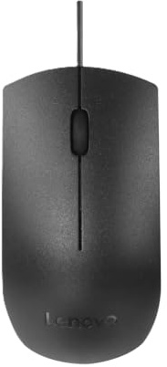 Lenovo USB-C-Kabelmaus, volle Größe, beidhändiges Design, schwarz, ergonomische Form, Präzisionssensor, Plug-and-Play für Rechts- und Linkshänder, langlebige Leistung Gaming-PC