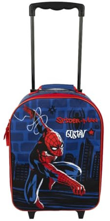 Koffer Kinder Marvel Spider-Man, Personalisiert mit Name, Trolley Jungen zum Ziehen, Handgepäck Reisekoffer