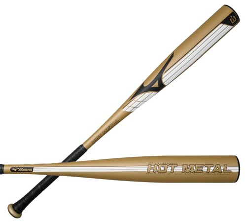 Mizuno BBCOR - Mazza da baseball da uomo in metallo caldo (-3), colore oro-nero, 78 cm