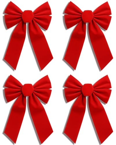 4 Stück Geschenkschleife, Geschenkschleife Groß, Rote Schleife, Große Geschenkschleife, Rote Schleife Deko, 23x33 Cm Schleife Groß, für Hochzeiten, Geburtstage, Weihnachten und Andere Festliche