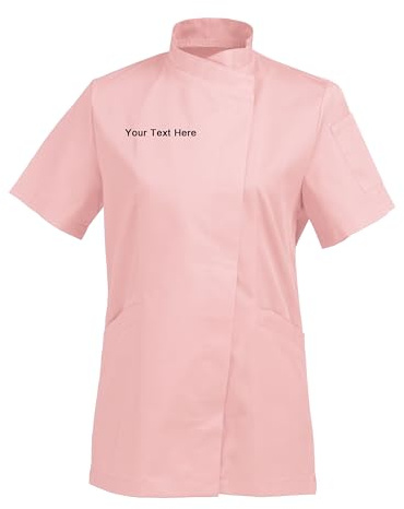 Veste De Chef Femme Manches Courtes Brodée Personnalisable - Ajoutez Votre Texte Brodé