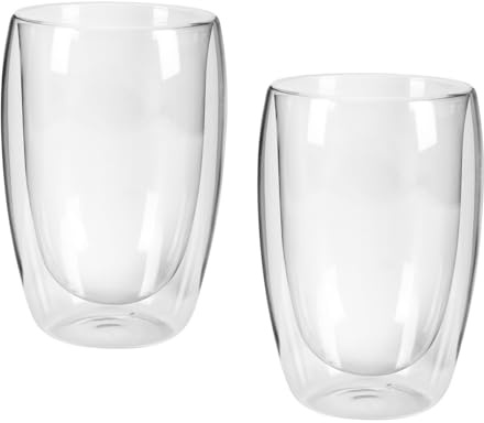 axentia Cafe-Latte-Glas 2er-Set 400 ml isolierte Trinkgläser Trinkglas Teeglas aus Borosilikatglas isoliert