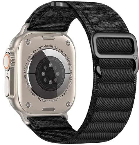Bandsie Kompatibel mit Apple Watch Ultra 3 Armband 49mm 46mm 45mm 44mm Damen Herren - Alpine Loop Nylon Atmungsaktiv Sport Armband für iWatch Series 11 10 9 8 7 6 5 4 Ultra 2 SE 3, Schwarz