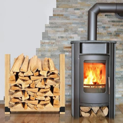 BlesConi Kaminholzregal, verstellbares Holzregal für den Innen- und Außenbereich, robuster beschichteter Stahl-Holzhalter, 9 x 8 x 9 cm
