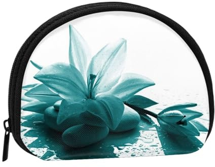 WXWJSHMGC Teal Lily Print Coin Purse Mini Wallet for Women Girls Personality Small Coin Pouch Shell Storage Bag Clutch Wallets, One Size, Casual
