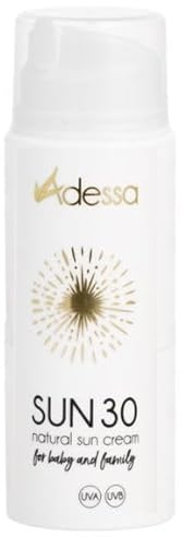 Adessa Natürliche Sonnencreme SPF 30, Parfümfrei, Mineralischer UV-Schutz, 100 ml, Für Empfindliche Haut