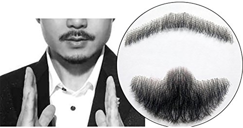 Remeehi Goatee Men's Beard Human Hair Lace Hand-Made Fake Facial Mustache Costume Pretend Wang