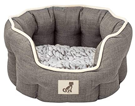 allpetsolutions Alfie Range Dog Bed - Warm, Fleece-Lined Machine Washable Dog Bed with Raised Rim - Calming Pet Sofa & Home Lounger with Extra Soft Reversible, Removable Pillow Cushion - Large, Brown