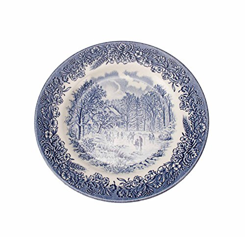 FranquiHOgar - Juego de 12 Platos de Porcelana para Postre, Decorados con Paisajes Ingleses, Churchill Resistente, Fácil de Lavar - Blanco, 20cm, Ceramica