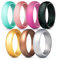 PAURO Silikon Rubber Ehering Ring Für Aktive Frauen Flexible Safe 5,7mm Bands Sport Outdoor, Glitter Pearlescent Solide 7 Pack Größe 57