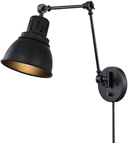 Applique Murale Réglable Rétro Lampe Murale Interieur avec Interrupteur Dimmable Et Prise Lampe de Chevet Vintage Industrielle Orientable Luminaires Muraux E27 Pour Salon, Chambre, Cuisine, bureau