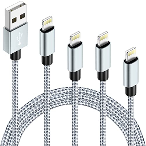 IDISON Cavo iPhone, 4 Pacchetto (3M 2M 2M 1M) MFi Certificato Cavetto iPhone Lightning Caricabatterie Cavo aux Apple iPhone 14 13 12 11 Pro Mini Max XS XR 8 Plus 7 6s 5s 5c