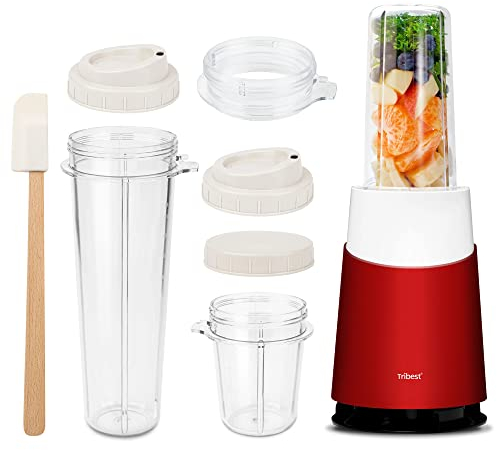 Tribest PB-420RD-A Personal Blender II Petit mixeur pour shakes et smoothies avec gobelets mélangeurs portables sans BPA Rouge