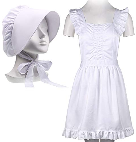 SATINIOR Retro Küchen Kochschürze und Haube mit Rüschen für Frauen Erntedankfest Revolutionäres Kolonial Zubehörteil