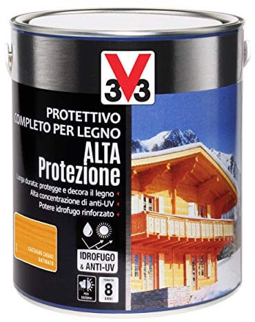 V33 Protettivo Completo per Legno a Solvente Alta Protezione Castagno Chiaro 2 L