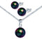 Yumilok Damen Halskette und Ohrstecker Schmuckset mit Weißer Perle aus 925 Sterling Silber für Frauen Grün