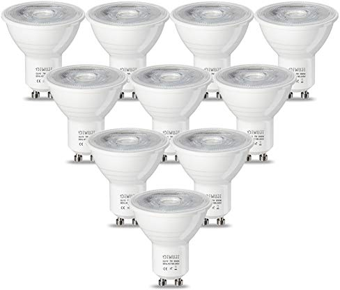 DIWUJI 7W GU10 LED-Lampen, Kaltweiß 6000K, 55W Halogenlampen Äquivalent, 550 Lumen, AC 180-240V Weitwinkeleinstellung, 36-Grad-Strahlwinkel-Spot-Glühbirne (10er-Pack)