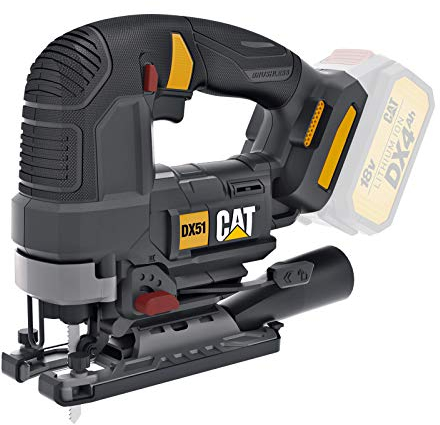 CAT 18V Akku Pendelhub Stichsäge Pendelhubstichsäge Schnitttiefe in Stahl/Holz 10mm/120mm Leerlauf bis 3500 U/min Werkzeugloser Sägeblattwechsel with 26mm Sägeblatt und Koffer ohne Akku bis 45 Grad