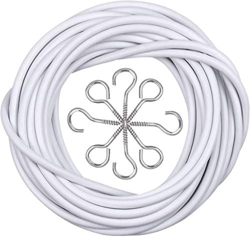 Kissral Curtain Wire and Hooks Set, 5M Net Curtain Wire with 10pcs Eye Bolts and 10pcs Screw-in Hooks for Net Curtain Rod