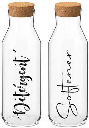 Print Maniacs CORKED GLASS JAR 500ml or 1 Litre Storage Bottle Reuseable Jar Laundry Mrs Hinch Storage Jar (Black, 1 x 500ml)