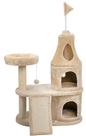 AQPET Kratzbaum Dubai 110 cm mit Katzenhöhle Baum Spielplatz Spiel Kratzbaum für Katzen Beige