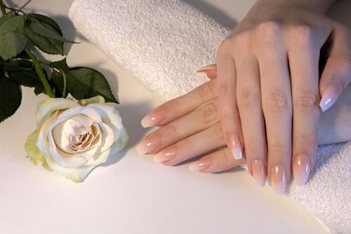 AiN Katy - French ombre medium - nails to stick on - 24 pieces - press on nails long - ready to stick on - self-adhesive set - long pink black red - artificial fingernails to stick on