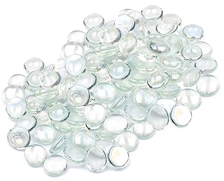 ARSUK Flache Glasmurmeln dekorative Kieselsteine Mosaikperlen Edelsteine Vase Füllstoffe Blumensteine Aquarium Dekor (0,9 kg, transparent)