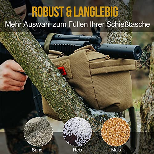 OneTigris Waffenauflage, Befüllte Vorderschaftauflage, Jagd-Ruhetasche Gewehrauflage für Outdoor Jagd, Schießstand, Schießsport Zielschießen Üben