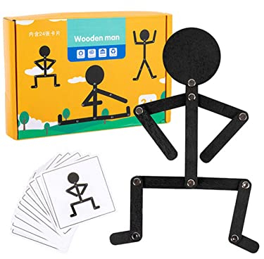 Yangguang Holzpuzzle Spielzeug - Sport Holzmann Puzzle Mit Aktionskarten, Montessori Sport Holzmann Spielzeug, Intelligenz Erleuchtung Puzzles Für Kinder, Vorschulkinder
