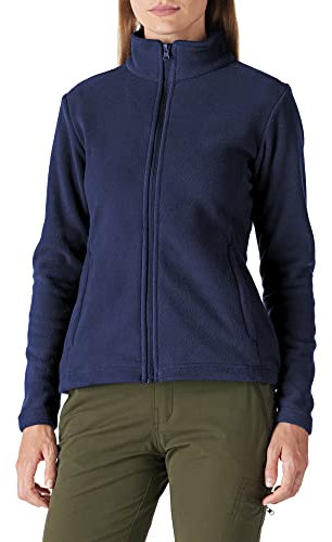 Outdoor Ventures Womens Fleece Jackets Ladies Lightweight Warm Full Zip Coat Soft Outerwear Running Jacket With 4 Large Pockets Dark Blue 2XL