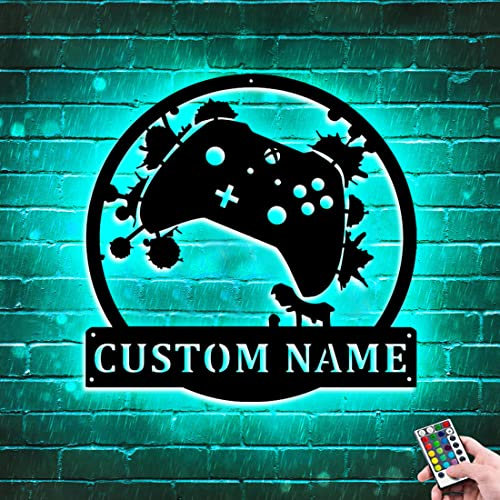 Personalizzato Gamer Metal Sign Wall Art Lamp Gioco LED Neon Sign Night Lights Nome personalizzato Home Decor Gamer Sign per Teen Boys Game Room Decor (Stile 12,5-9-9)