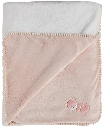 Nattou Schmusedecke Supersoft aus Baumwolle (Popeline) und Polyester (Velours), Fuchs Alice, 100 x 75 cm, Alice und Pomme, Altrosa