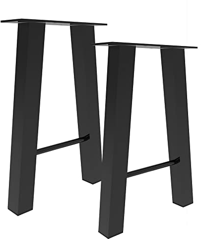 HUOLE Pieds de Table à Manger Pied de Meuble-Set de 2 Pieds de Table Design avec Embouts de Protection Lot de 2 Pieds de Meuble DIY Métal Revêtu par Poudre Noir,40 * 28cm
