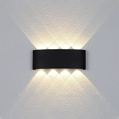 Neoglint Applique Murale LED, Lampe Murale Moderne 8 W, Applique Mural en Aluminium Étanche IP65, Adaptée pour Intérieur/Extérieur, Salle de Bain, Salon (Noir-4000K)