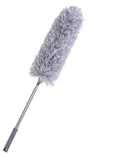 Igadgitz home Plumeau Poussiere Extensible 245 cm (96,5), Plumeau Télescopique en Microfibre à Manche Long avec Tête Pliable - Gris