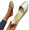 Minetom Damen Pumps Pointed Toe Kunstleder rutschfest Business Büro Flache Schuhe Ballerinas Elegant Bequem Hochzeit Abend Party Braut Schuhe A2 Gold 38 EU