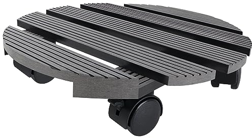 JOIEYOU Pflanzenroller, 2 Stücke Blumenroller 100kg Tragkraft, Blumentopf Untersetzer mit 360 rollen, witterungsbeständiges WPC-Rollbrett – Rund Ø30 cm, Grau
