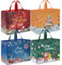 AhfuLife 4 Stück Geschenktüten Weihnachten Groß, 40 * 36 * 15CM, Non Woven Weihnachtstaschen Weihnachtstüten mit Griffen, Wiederverwendbare Weihnachtsgeschenktüten, Weihnachts Geschenktüten