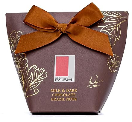 Rita Farhi Milk & Dark Chocolate Brazil Nuts in Gift Box with Bow, 130g