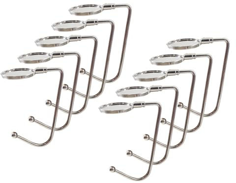 Abiyou 10 Pièces Crochet de Sac à Main, Porte-Sac pour Table, Porte-Sac à Main Pliable, Porte-Sac à Main Antidérapant, Accroche Sac a Main, Porte-Sac, pour Suspension Sac à Main (Argent)