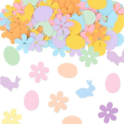 ALEGRE® Tischdeko Ostern Deko Konfetti, 100 Stück Streudeko Ostern, Frohe Konfetti Ostern Dekoration, Happy Easter Tischdeko, Ostern Geschenke Basteln, Ostern DIY Supplies, Blumen, Hasen, Eier Deko