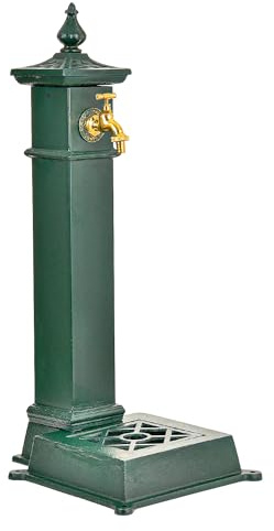 Sungmor Colonne d'eau d'extérieur en fonte avec robinet, robinet d'eau autoportant monté au sol, fontaine décorative avec robinet, colonne d'eau rétro pour jardin, ferme, pâturage, irrigation et