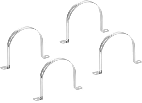PATIKIL 18,5 Pulgadas/100mm Rígido Tubo Correa Abrazadera 4uds 304 Inoxidable Acero Dos Agujero U-Forma Tubo Clip Tubo Sujetar Soporte para Tubo Fijación